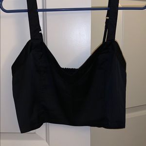 Cute silky black crop top
